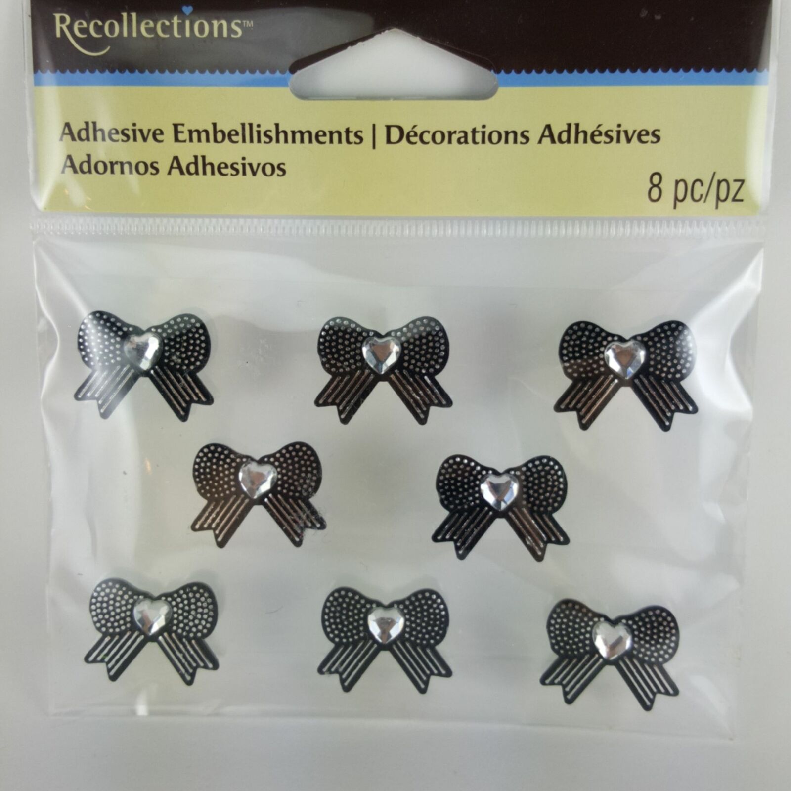 Recollections Adhesive Embellishments Black Gem Enamel Bows