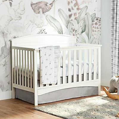 Lush Decor Baby Printed Linen Textured Solid Crib Skirt Gray