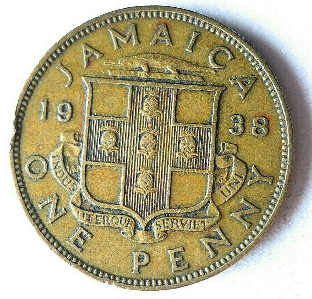 1938 Jamaica Penny - Au/unc - Great Low Mintage Coin - Lot #s5