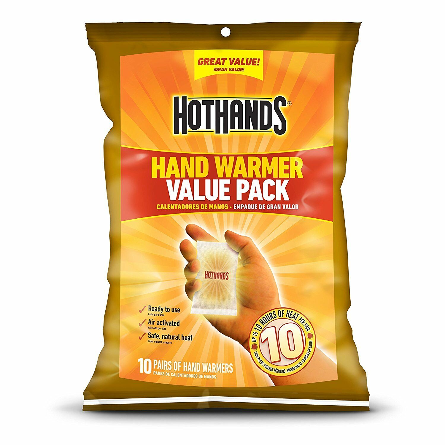 Hothands Hand Warmer 10 Pair Value Pack Piece - 10 Hour Chemical Packets