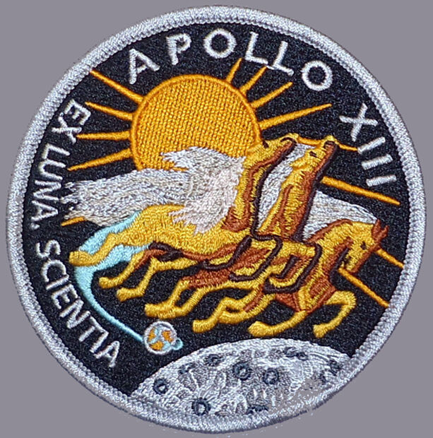 Apollo 13 XIII EX LUNA SCIENTIA Crew Patch EMBROIDERED IRON ON PATCH