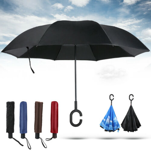 C-Handle Double Layer Umbrella UV Windproof Folding Inverted Upside Down Reverse